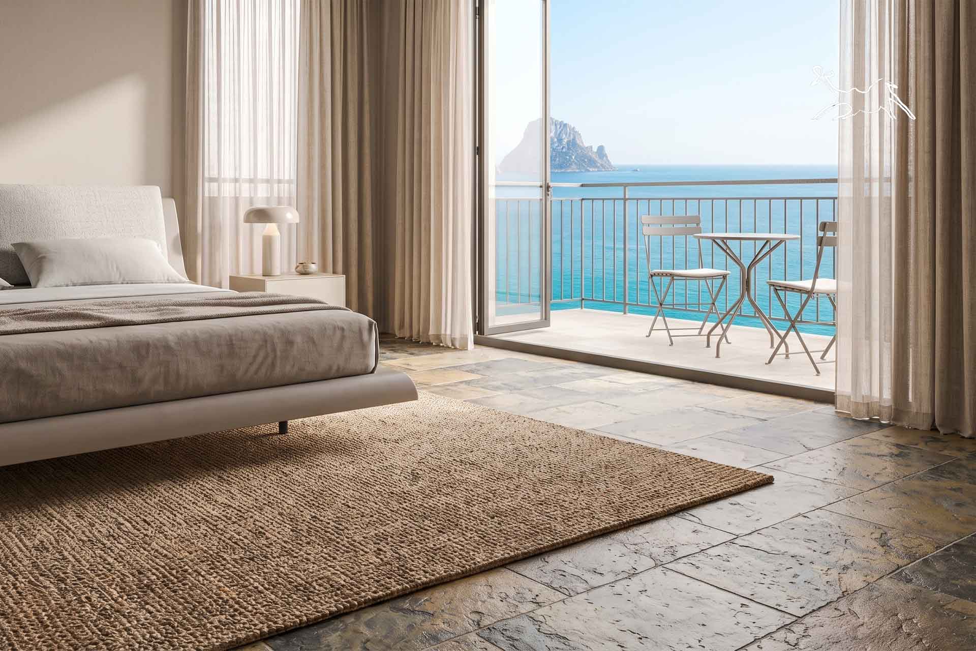 come pavimentare camera da letto moderna con pietra naturale di design
