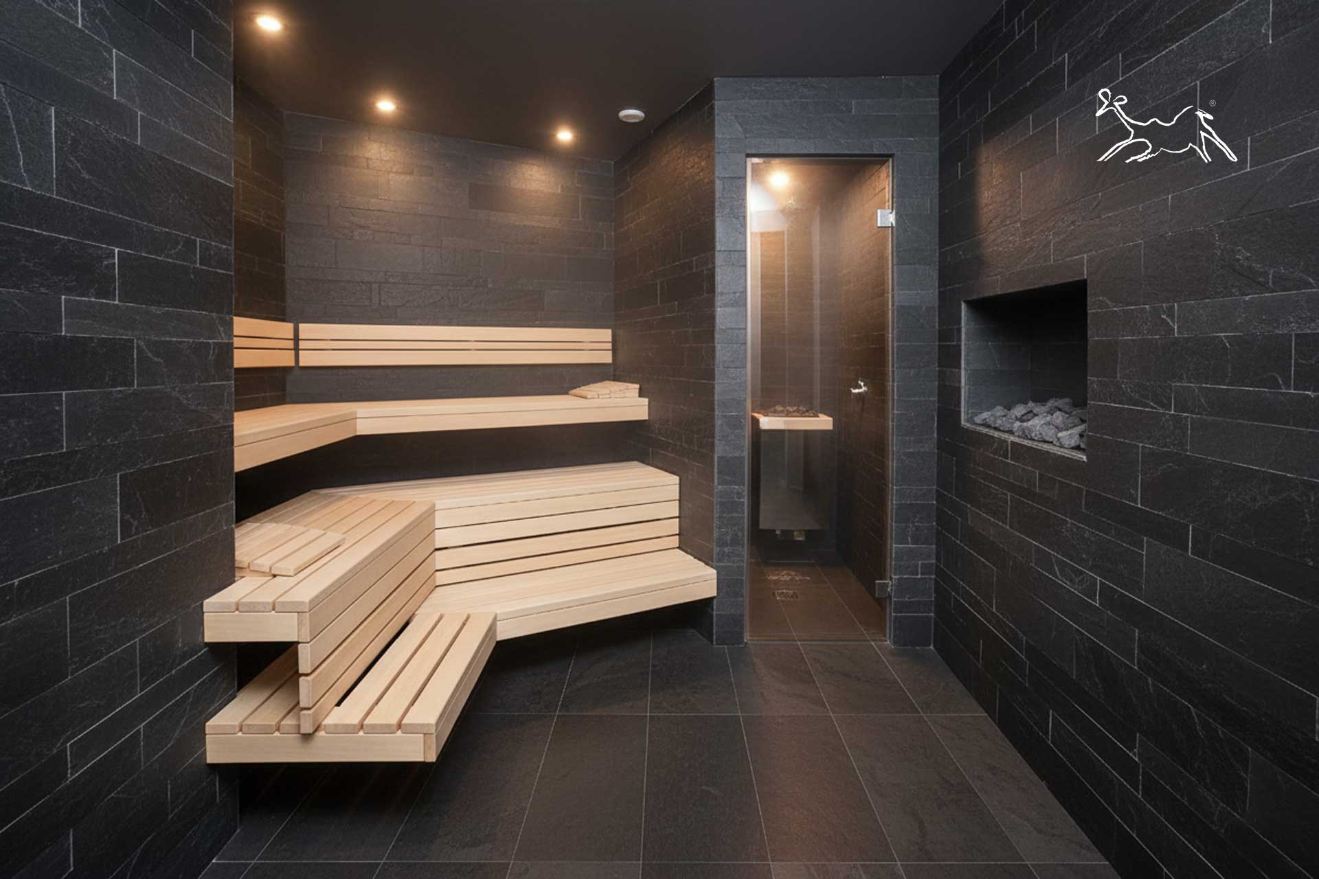 ardesia nera sauna Saturnia rivestimento pietra naturale