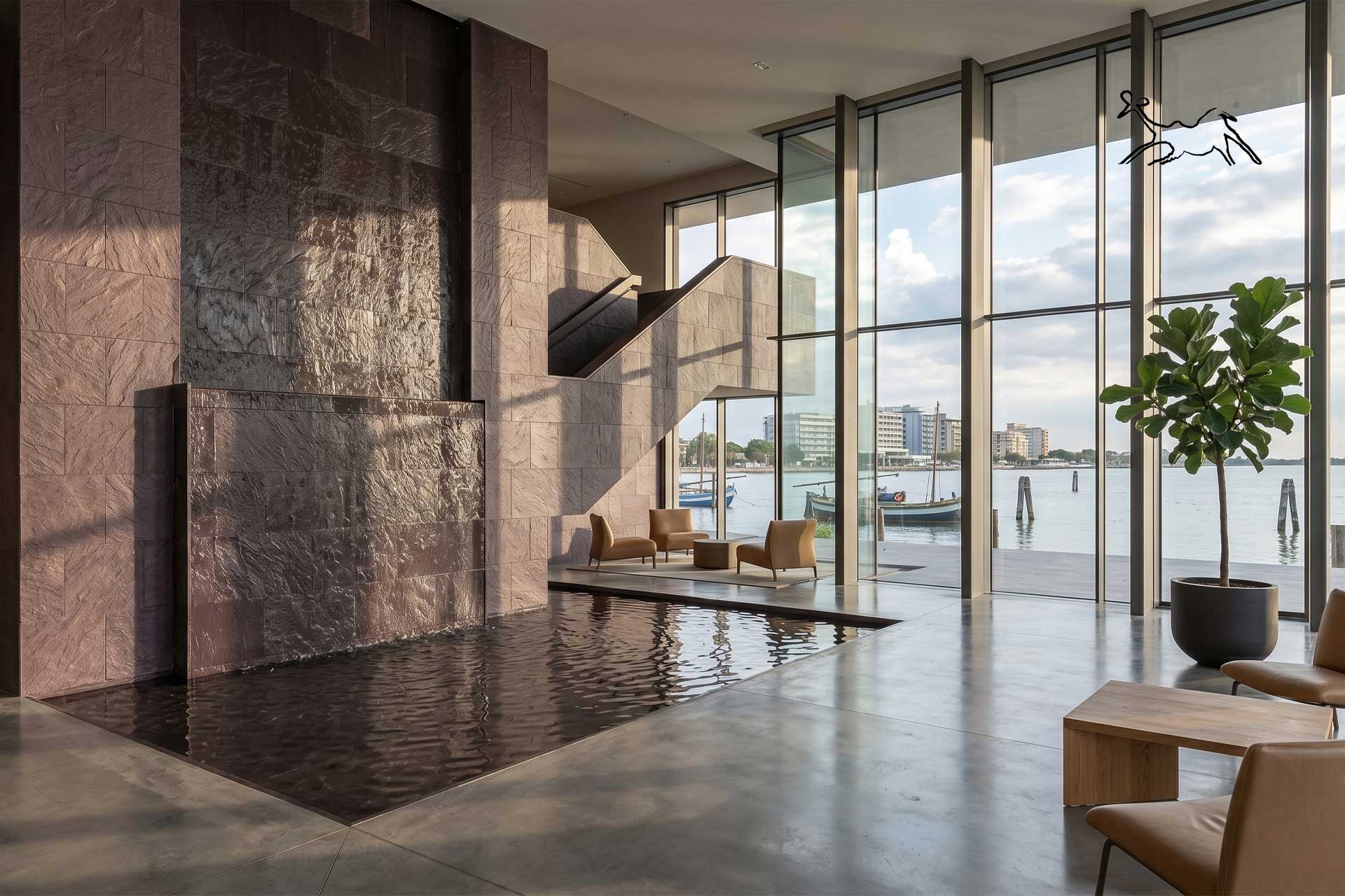 rivestimenti in ardesia squadrata cacao hall hotel a Jesolo