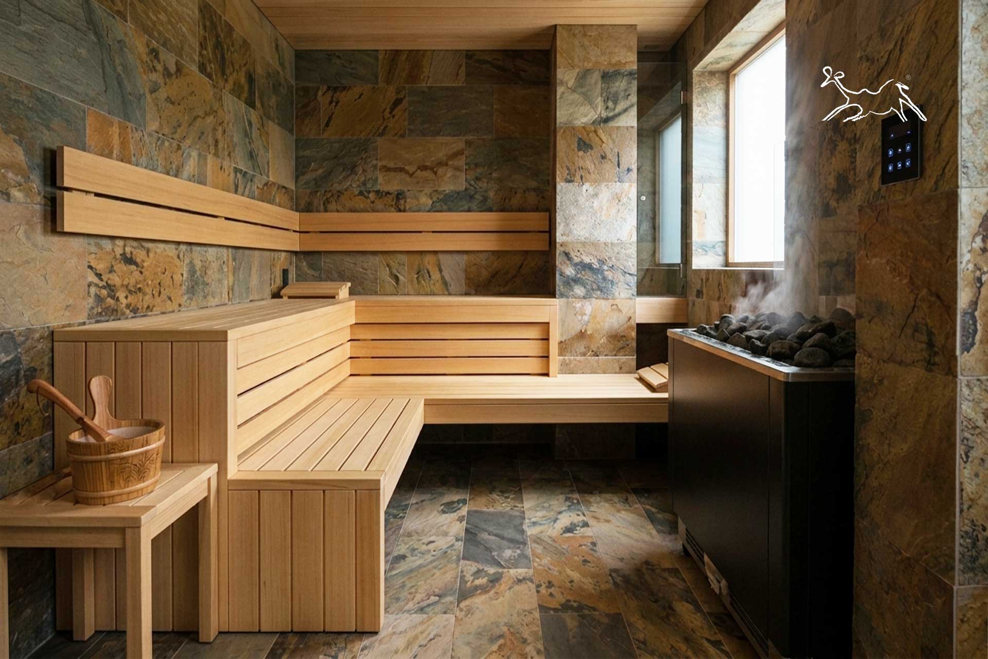 ardesia variegata squadrata rivestimento sauna a Boario Terme Brescia