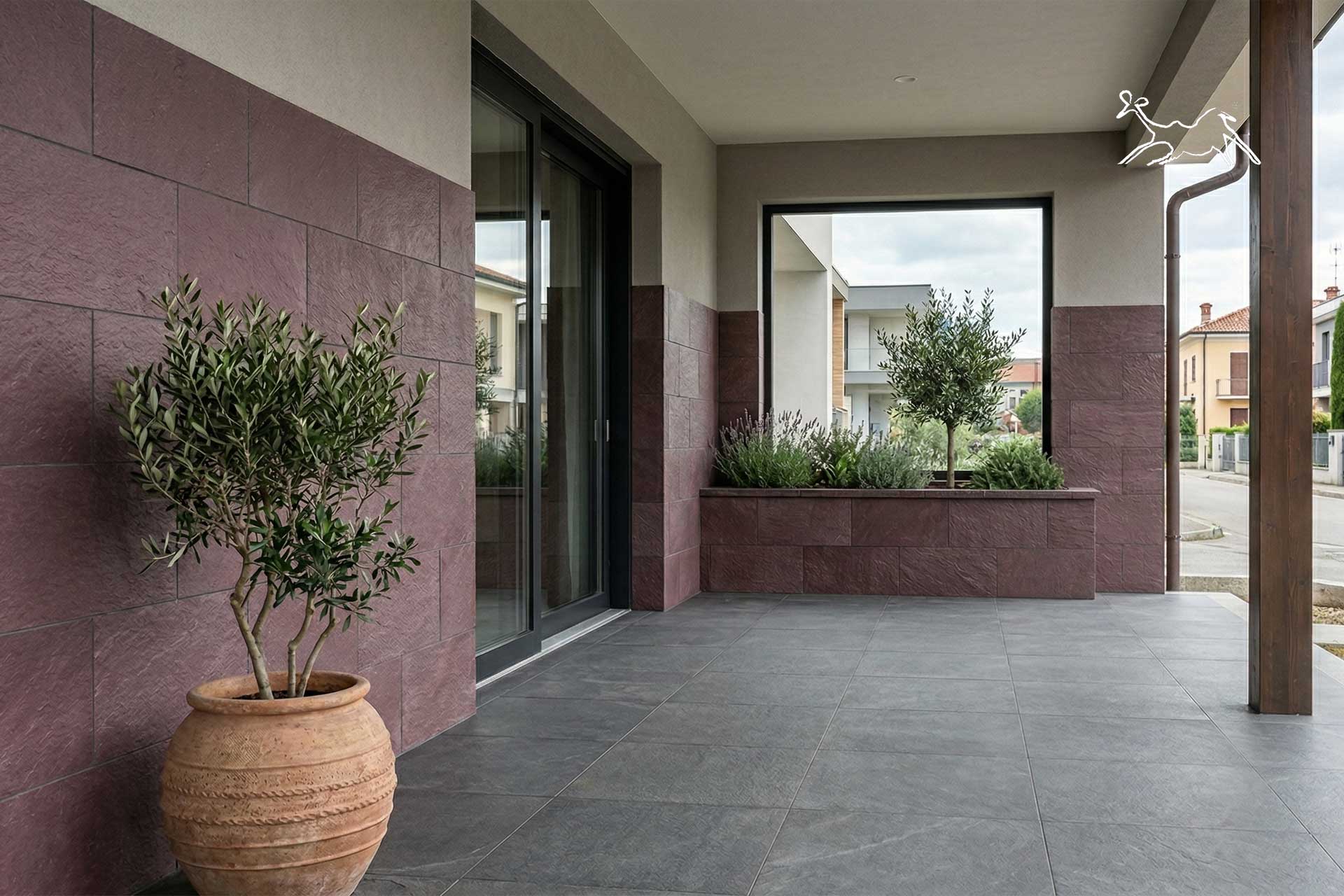 rivestimenti in ardesia squadrata cacao portico esterno a cuneo moretta