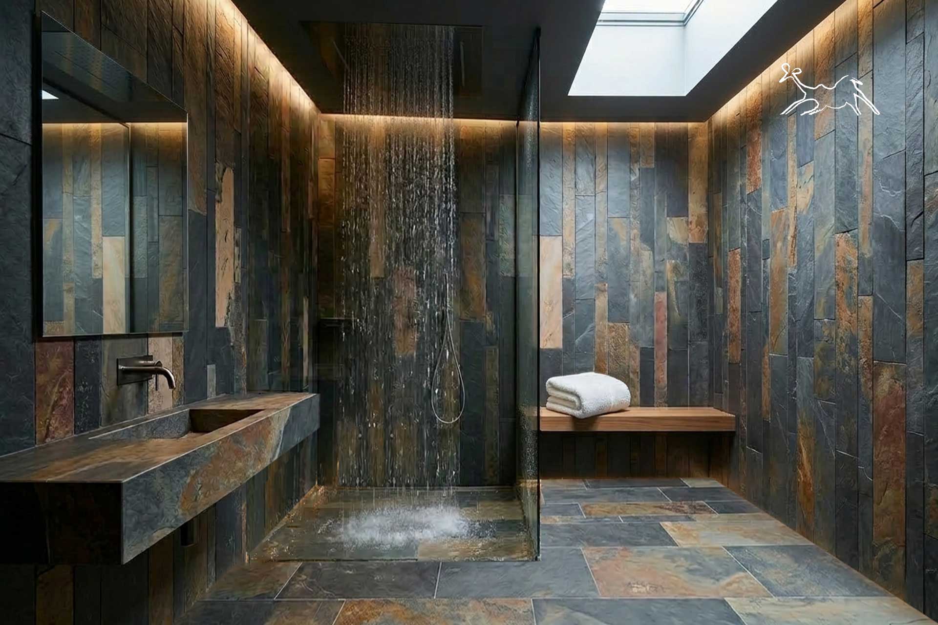 rivestimento in ardesia per interni in bagno a Montebelluna Treviso African Stone