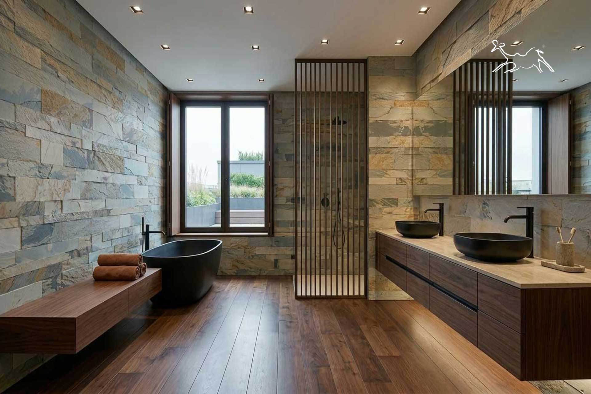 rivestimento in ardesia multicolor bagno Brescia parete doccia