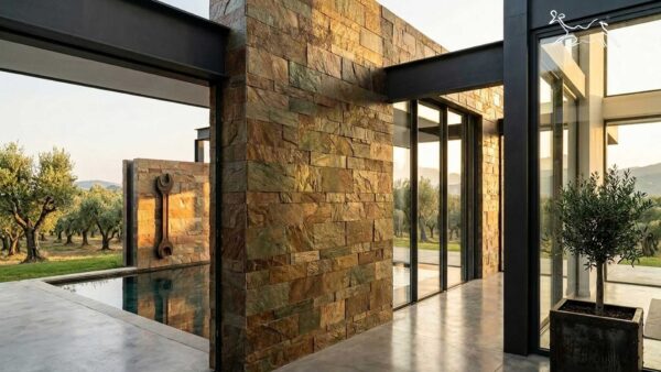 rivestimento in quarzite Rame parete esterna Chianti Arezzo pietra naturale