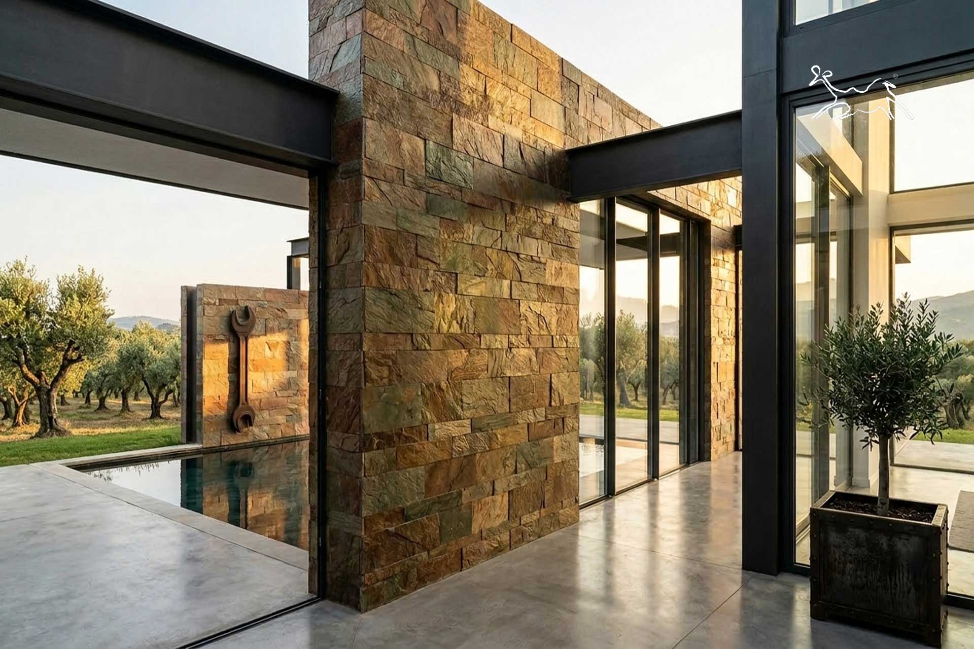 rivestimento in quarzite Rame parete esterna Chianti Arezzo pietra naturale