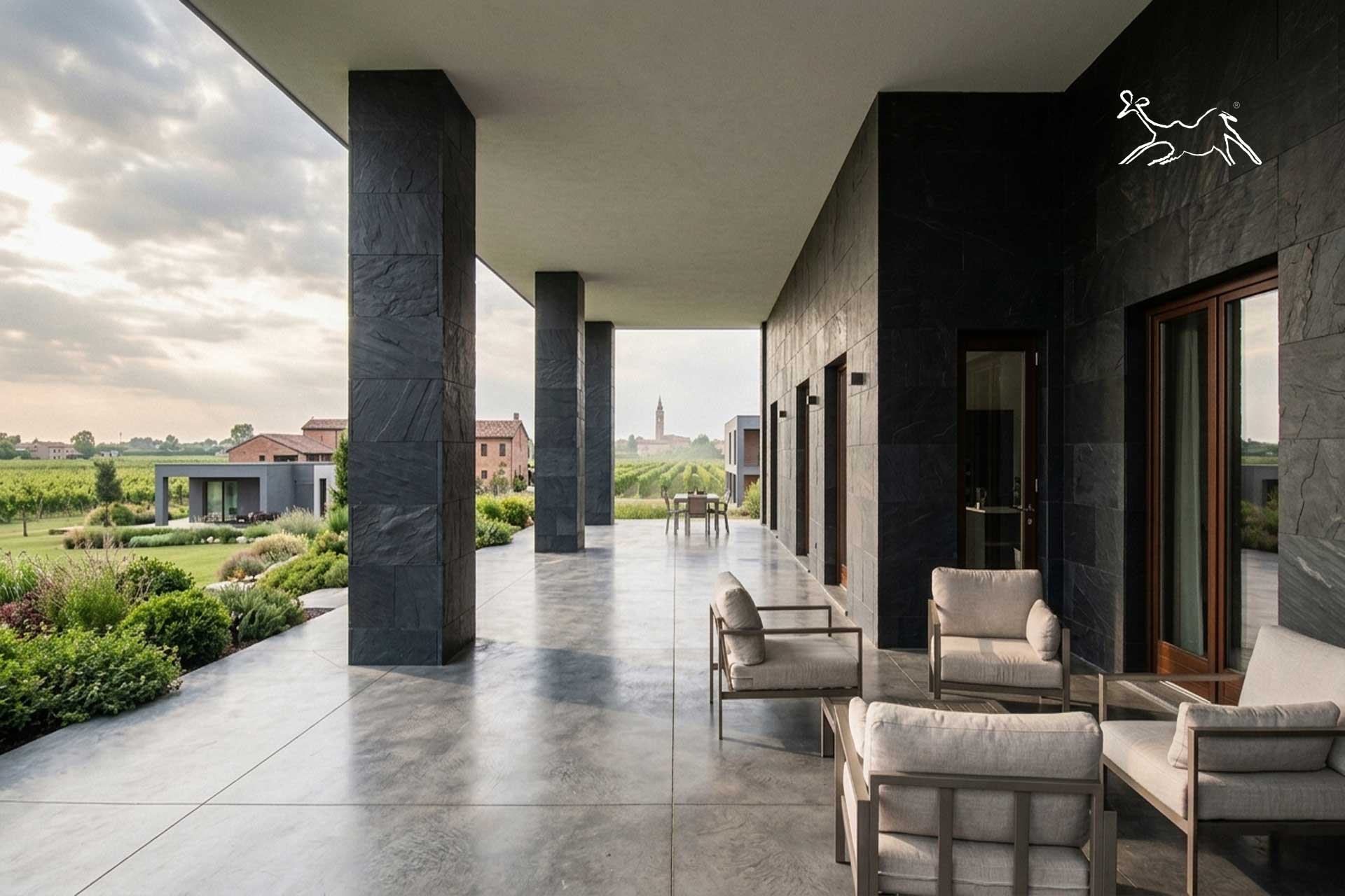 ardesia nera spazzolata rivestimento parete ferrara