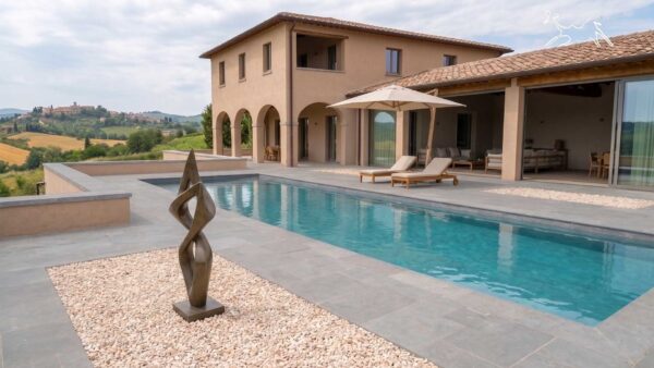 pavimento per piscina in pietra antiscivolo in pietra grigia migliore della pietra ricostruita per realizzare pavimentazioni intorno alla piscina