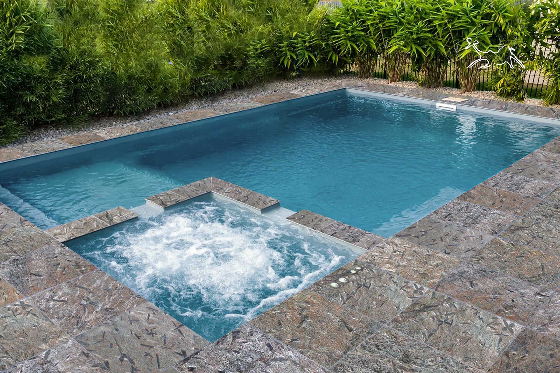 Pavimentazione esterna piscina in quarzite Matrix pietra naturale resistente per villa privata a Castegnato - Brescia