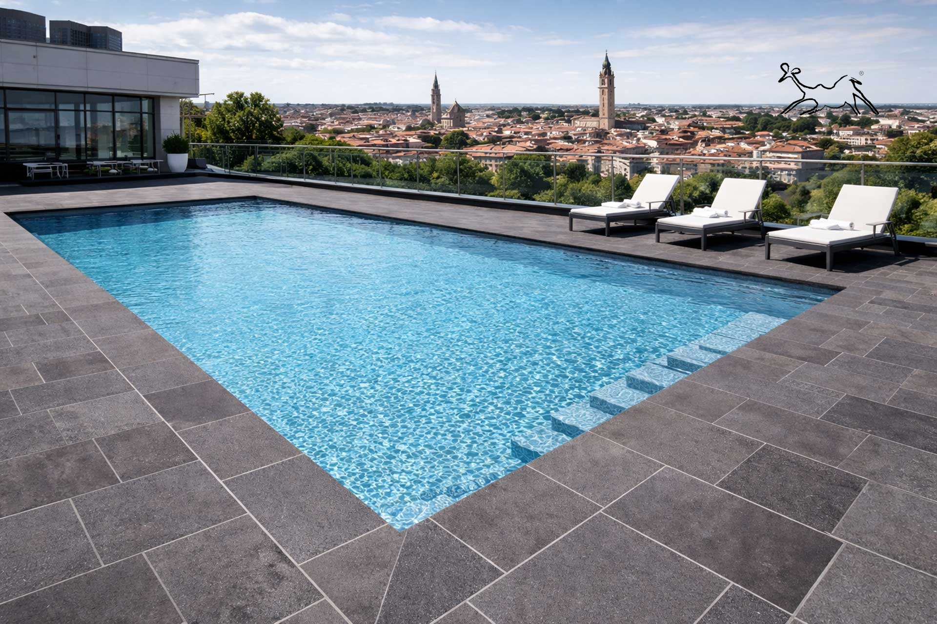 pavimento per piscina antiscivolo Ossidiana Grey di The Stone Age Exclusive a Treviso